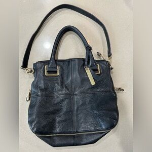 Vince Camuto Black 100% Leather Satchel with Gold Accents
